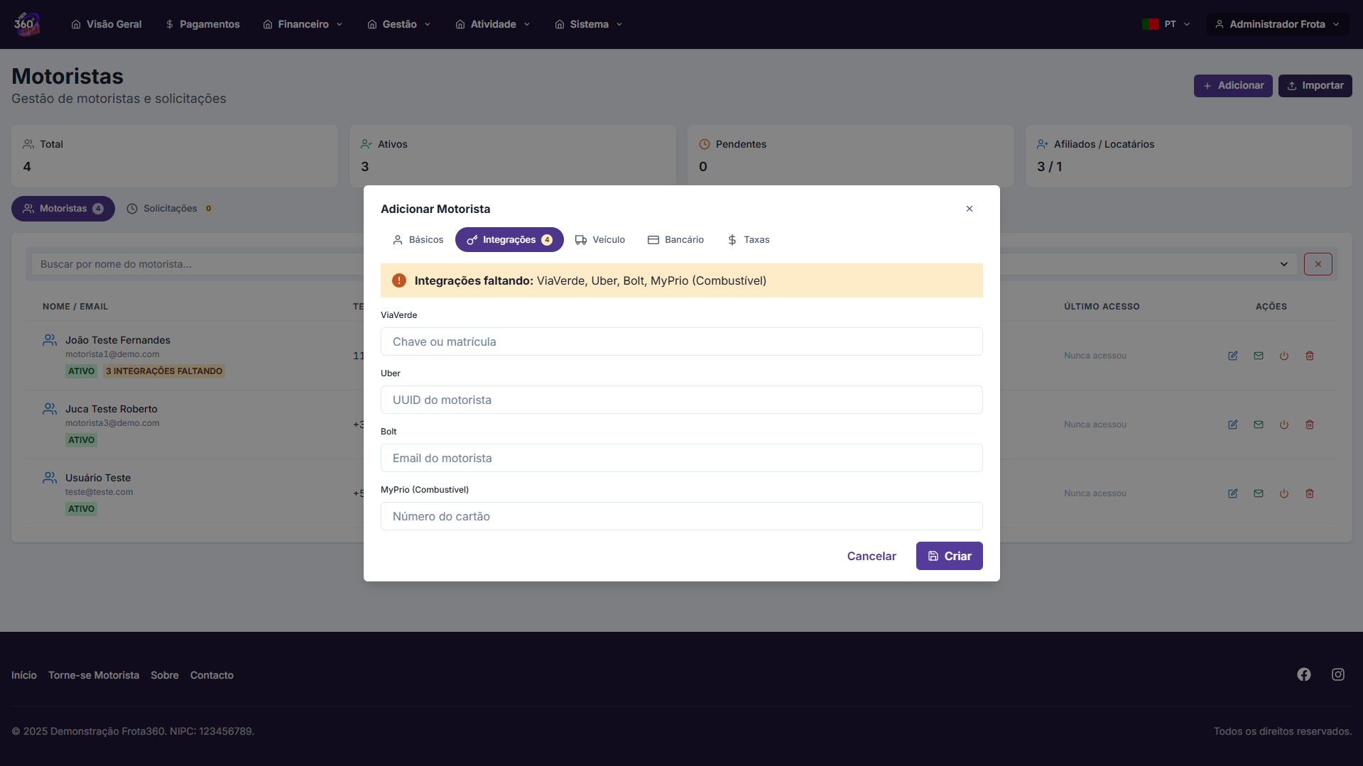 Gestão Completa de Motoristas - 1